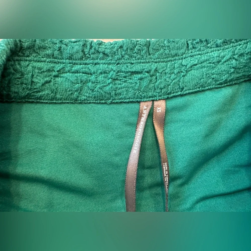 NWOT By Anthropologie Green Textured Short-Sleeve Collared Button Midi Dress XS - Picture 5 of 5